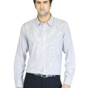 Mark Taylor Men White Striped Shirt