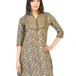 Vishudh Women Printed Brown Kurta