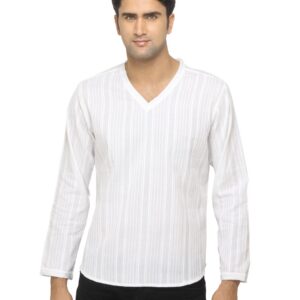 Fabindia Men Striped White Kurta