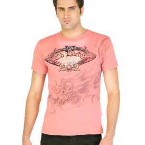 Ed Hardy Men Printed Peach Tshirts