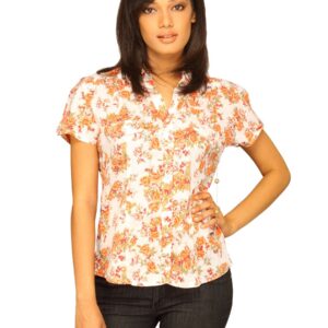 Wrangler Women Rose Bouquet White Orange Shirt