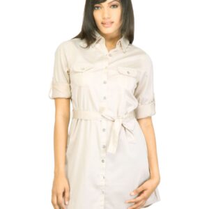 Arrow Woman Solid Cream Dress
