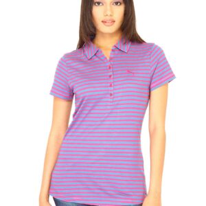 Puma Women Striped Polo Pink Tshirts