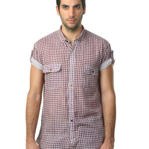 French Connection Men Maroon Check Shirt
