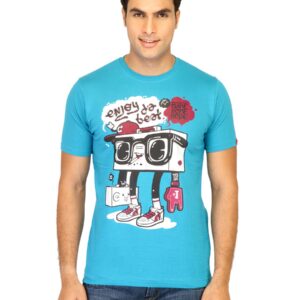 Probase Men Printed Blue Tshirts