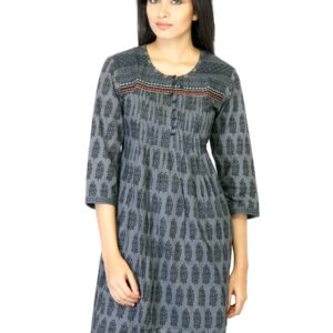 Mother Earth Women Black Printed Kurta