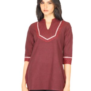 Aurelia Women Solid Maroon Kurti