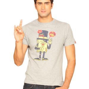 Probase Men's Crack Print Reign Of Rock & Roll Grey T-shirt