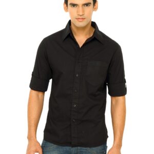 Wrangler Men Rider Solid Black Shirts