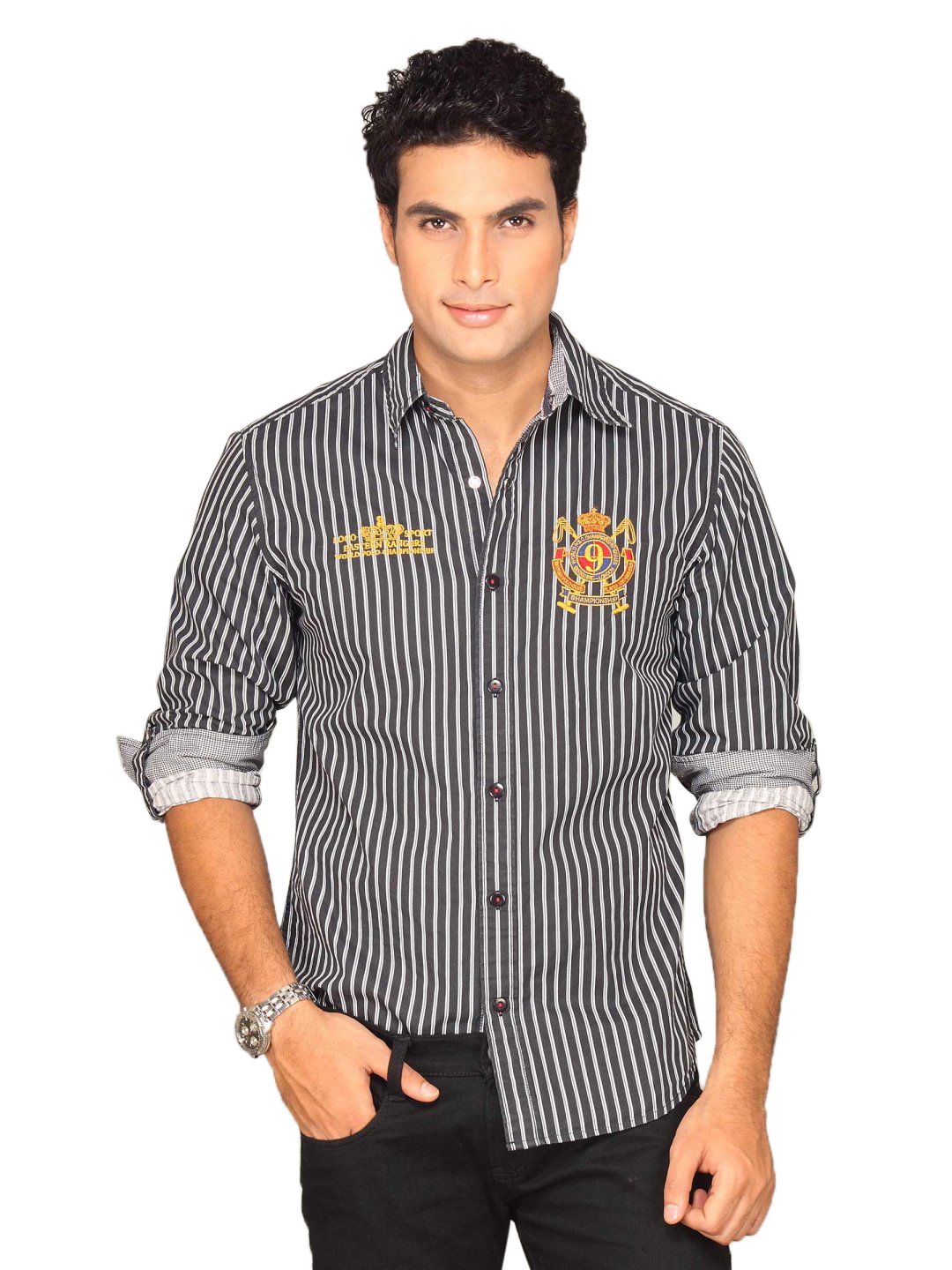 Locomotive Men Black Stripe Shirt
