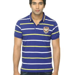 Arrow Sport Men Striped Blue Polo T-shirt