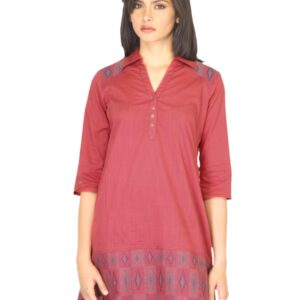 W Women Thread Work Red Kurta