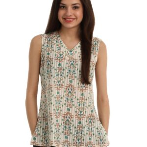 Fabindia Women White Printed Kurti