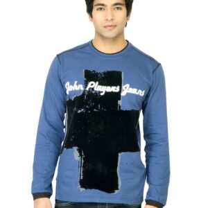 John Players Men Printed Blue T-Shirt