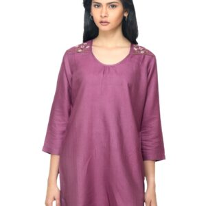 Fabindia Women Purple Silk Kurti
