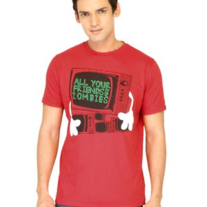 Probase Men Printed Red Tshirts
