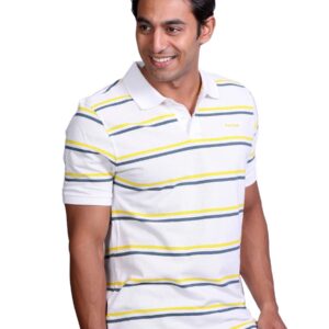 Reebok Men Stripe White Polo T-shirt
