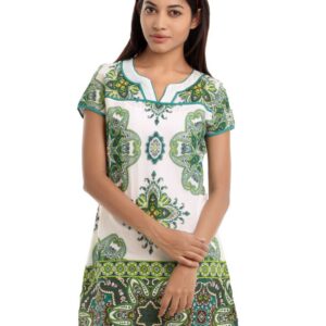 Fusion Beats Women Green Printed Tunic