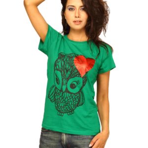 Jealous 21 Women's Green Owl T-shirt