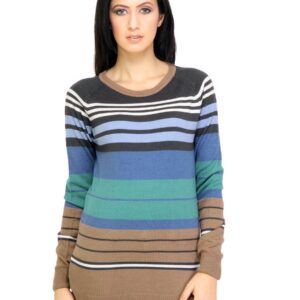 ADIDAS Women Stripes Blue Sweaters