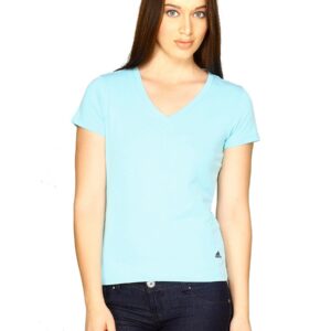 ADIDAS Womens Blue V Neck T-shirt