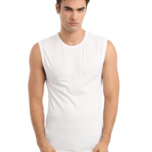 Hanes Men White Duo Dry Cotton Stretch Muscle T-shirt