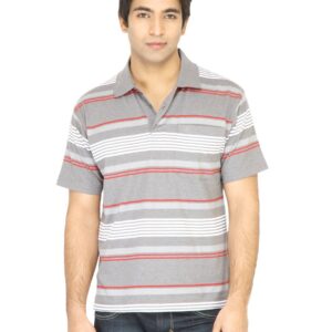 Classic Polo Men Striped Grey Tshirt