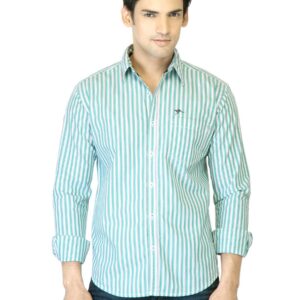 Highlander Men Green Striped Shirt