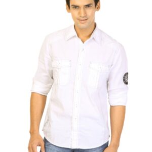 Lee Men Solid White Shirts