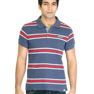 Levi's Men Stripes Navy Blue Tshirts