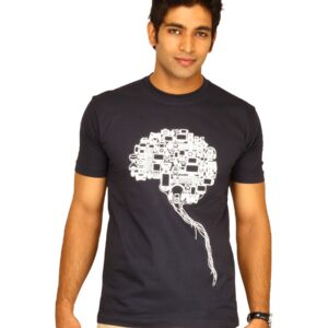 Myntra Men's Brain Blue T-shirt