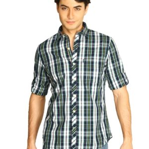 Scullers Men Blue & Green Check Shirt
