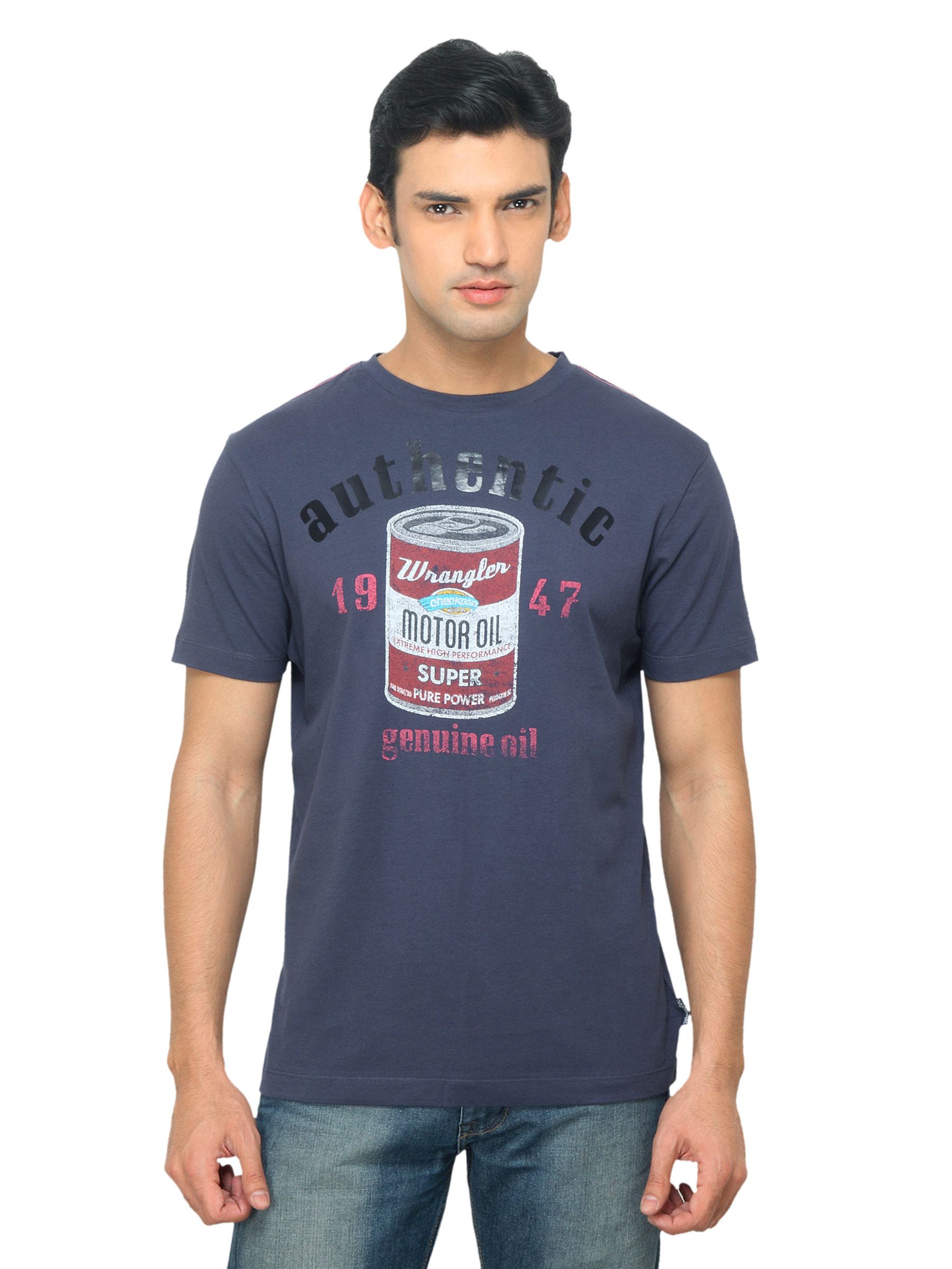 Wrangler Men Motoroil Navy Blue T-shirt