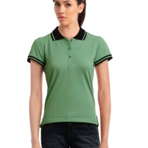 Femella Women Green Polo T-Shirt