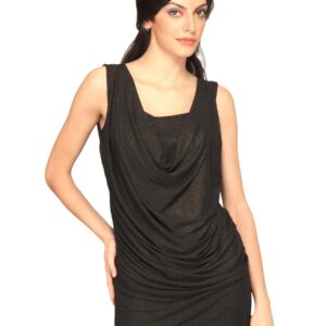 Jealous 21 Women Black Shimmery Falling Neck Top