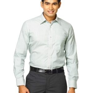 Mark Taylor Men White Striped Shirt