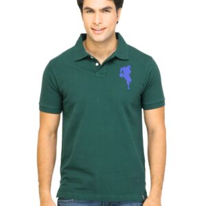 Arrow Sport Men Solid Green Polo Tshirts