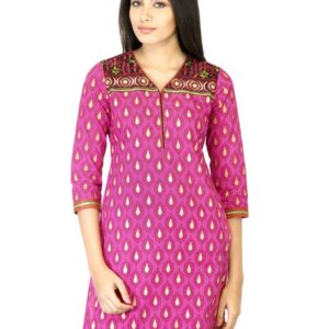 Mother Earth Women Pink Printed Kurta