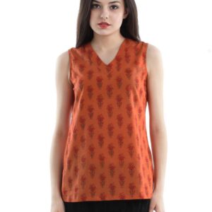 Fabindia Women Orange Kurti