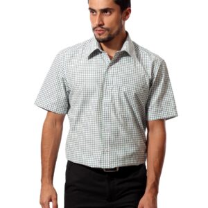 John Players Men Check White & Green Shirt