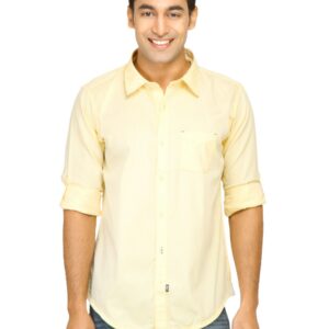 Basics Men Yellow Slim Fit Shirt