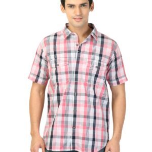 Basics Men Orange Slim Fit Checked Shirt