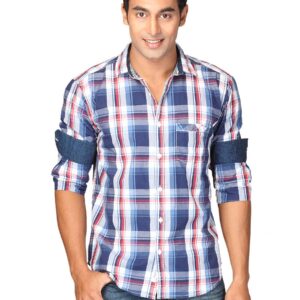 Highlander Men Blue Checked Hadley Slim Fit Shirt