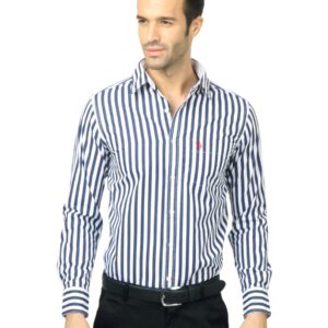 U.S. Polo Assn. Men Striped Navy Blue Shirt