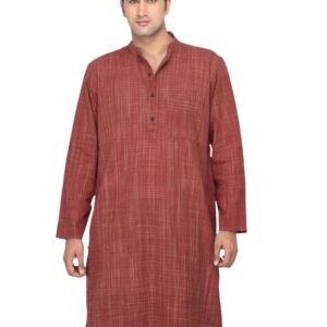 Fabindia Men Check Maroon Kurta