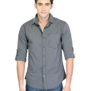 Denizen Men Striped Black Shirt