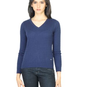 Wrangler Women Cable Blue Sweater
