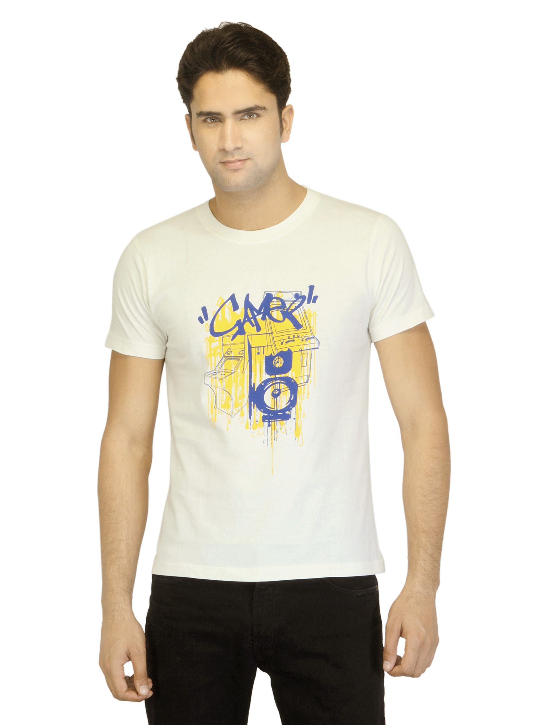 Myntra Men Gamer 2 Off White T-shirt