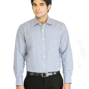 Peter England Men Check Blue Shirt