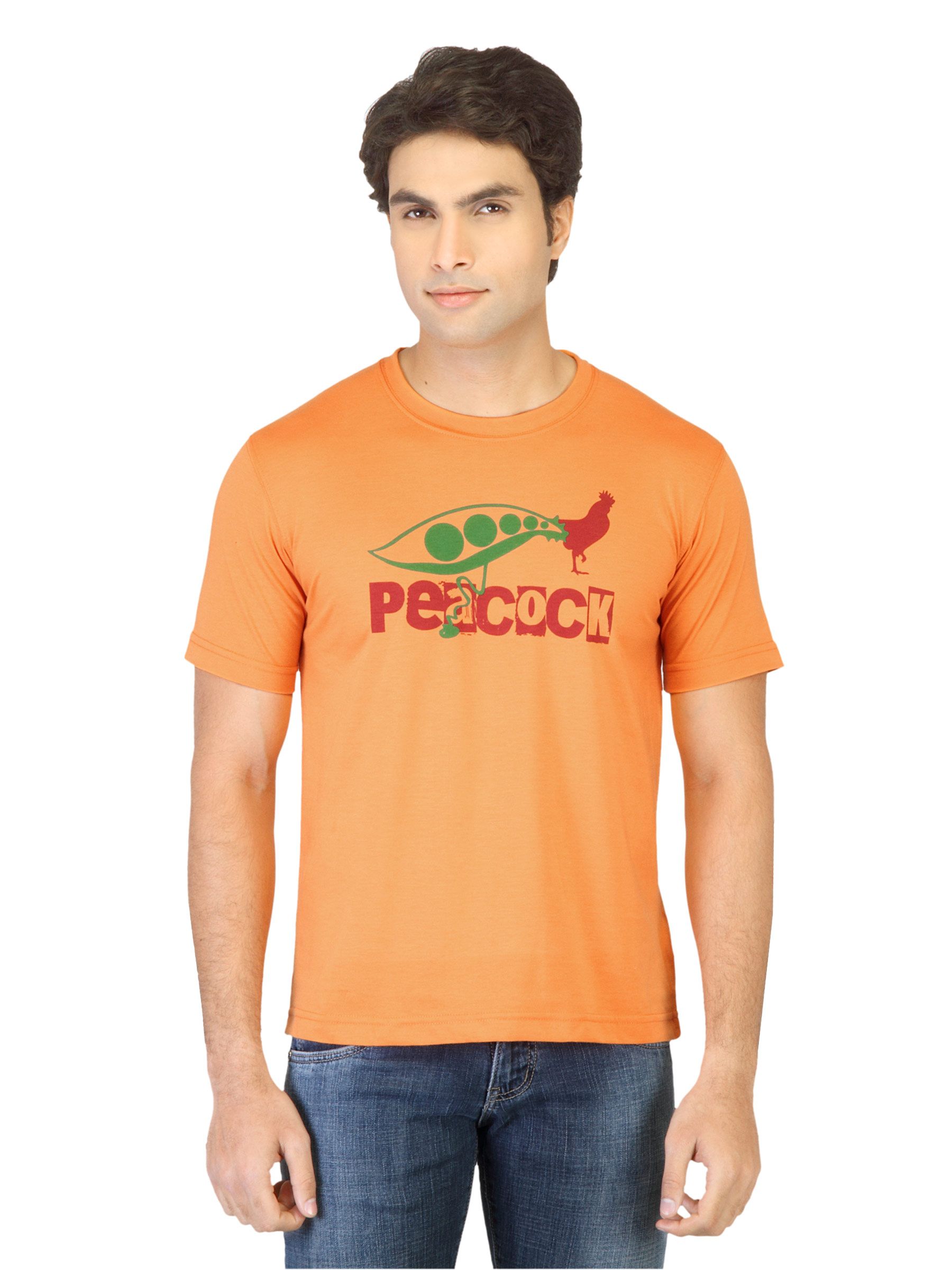 Peter England Men Orange Printed T-shirt